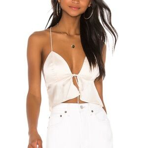 SUPERDOWN Cream Satin Women's Top